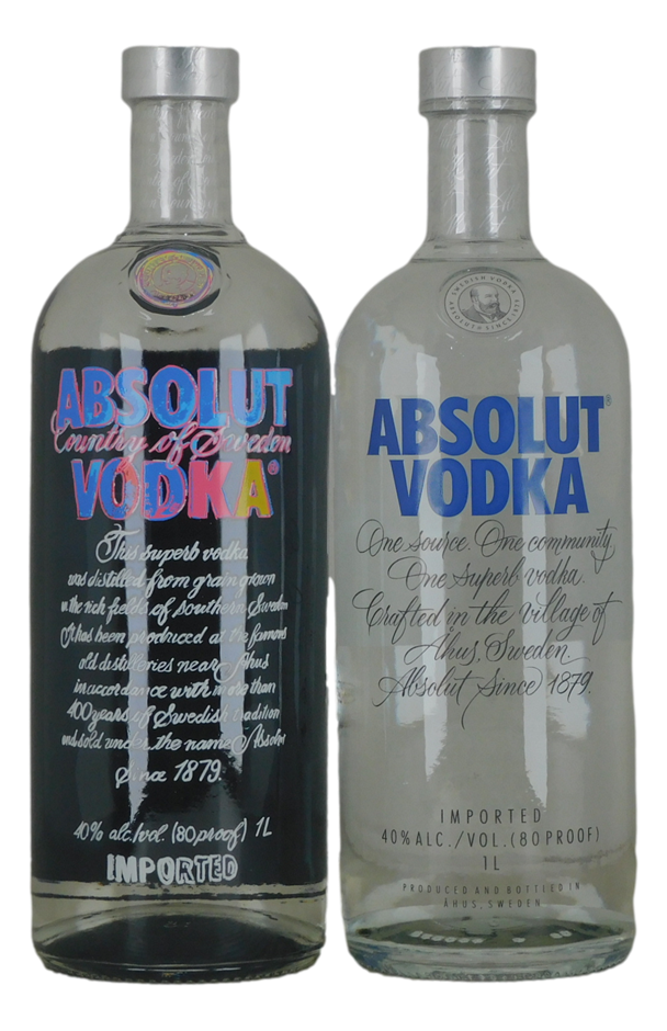 Absolut Vodka (2x 1L), Sweden.