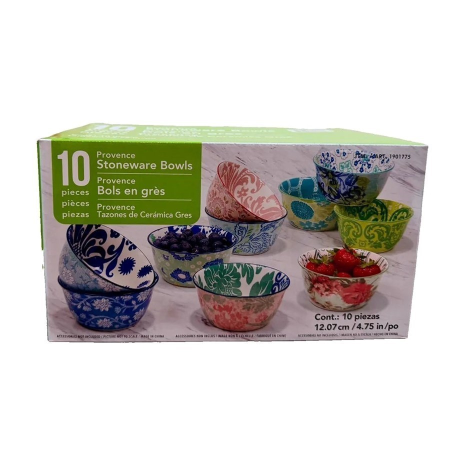 SIGNATURE 10pc Provence Stoneware Bowls. NB: 1 x bowl missing.