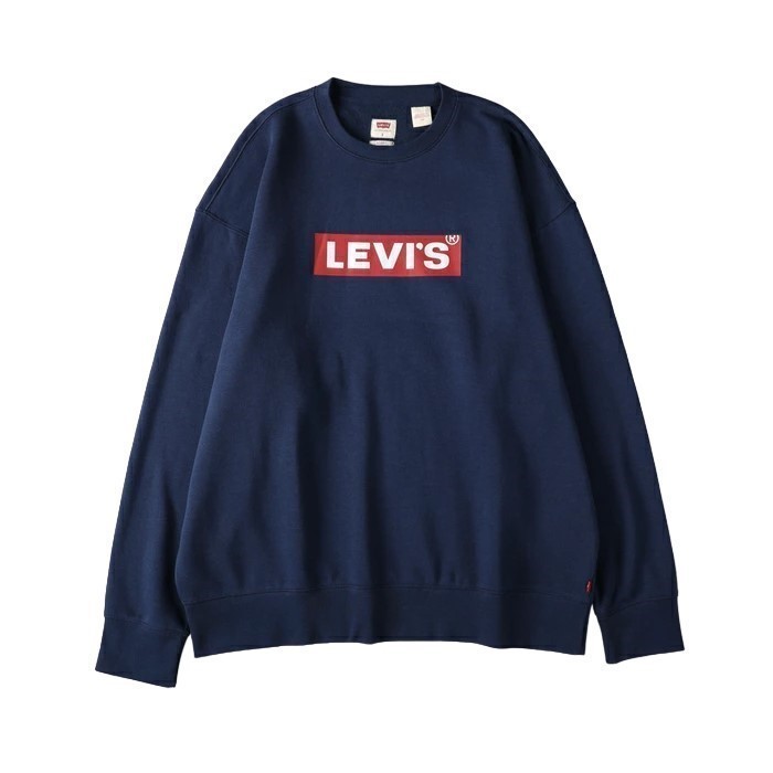 LEVI'S Men's Relaxed Graphic Crew Sweatshirt, Size L, 80% Cotton, Dress Blu
