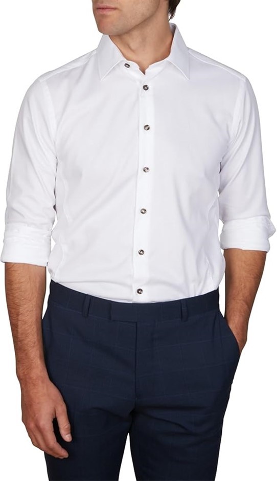 ABELARD Men's Bottone Ciocolato Lux Athletic Fit Shirt, 2XL, White, A102013