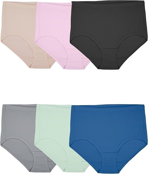 6pk x FRUIT OF THE LOOM Women's Assorted Underwear Briefs, Size L, Multicol