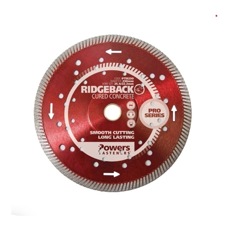 POWERS RIDGEBACK 230mm Turbo Rim Diamond Blade, Red, PTR230.