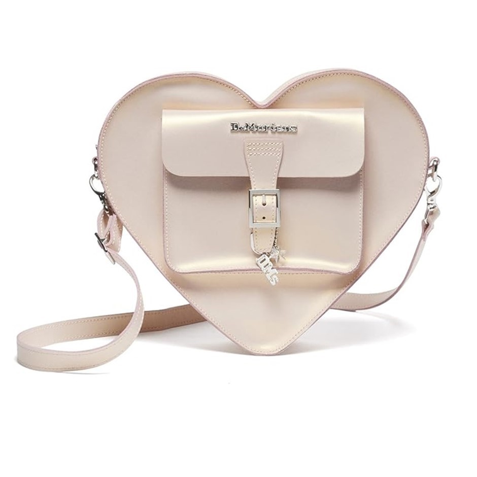DR. MARTENS Heart Backpack, Powder Pink/Gold Shift leather.
