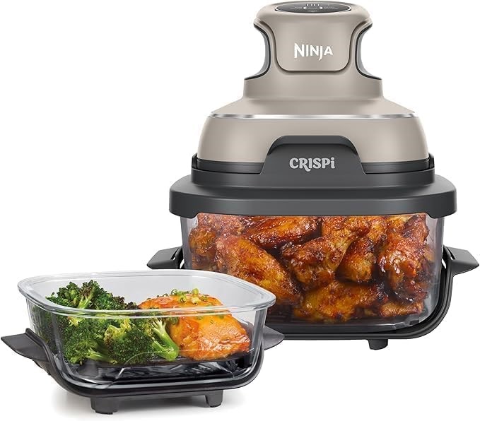 NINJA 4-in-1 Portable Glass Air Fryer, Stone, FN101STANZ. NB: Used & Not in