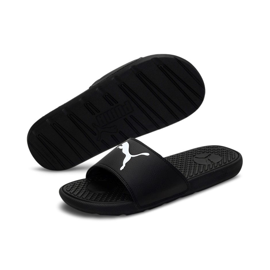 PUMA Women's Cool Cat Sport Slides, Size US 7 / UK 5, Black/White, 43587.