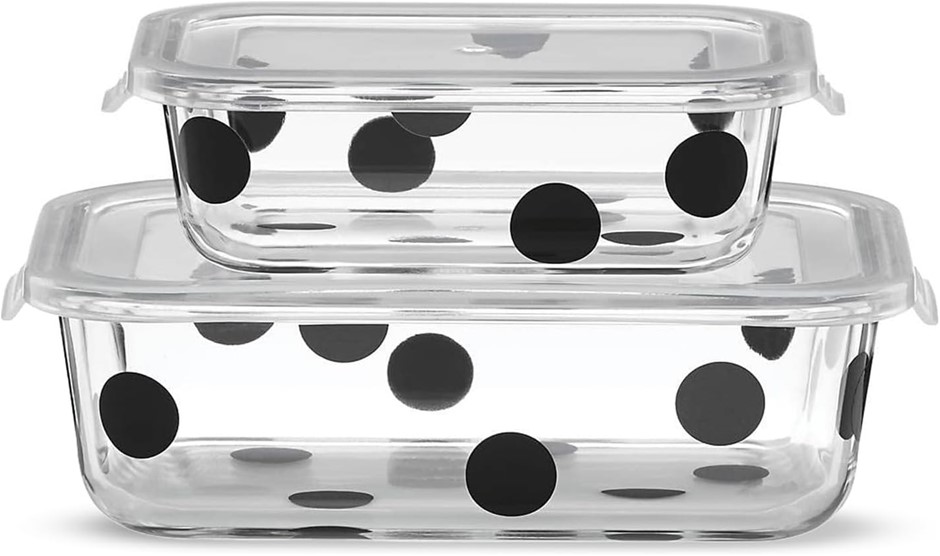 Kate Spade Deco Dot 2pc Rectangular Food Storage Set, 2.65 LB, Multi NB: Sm
