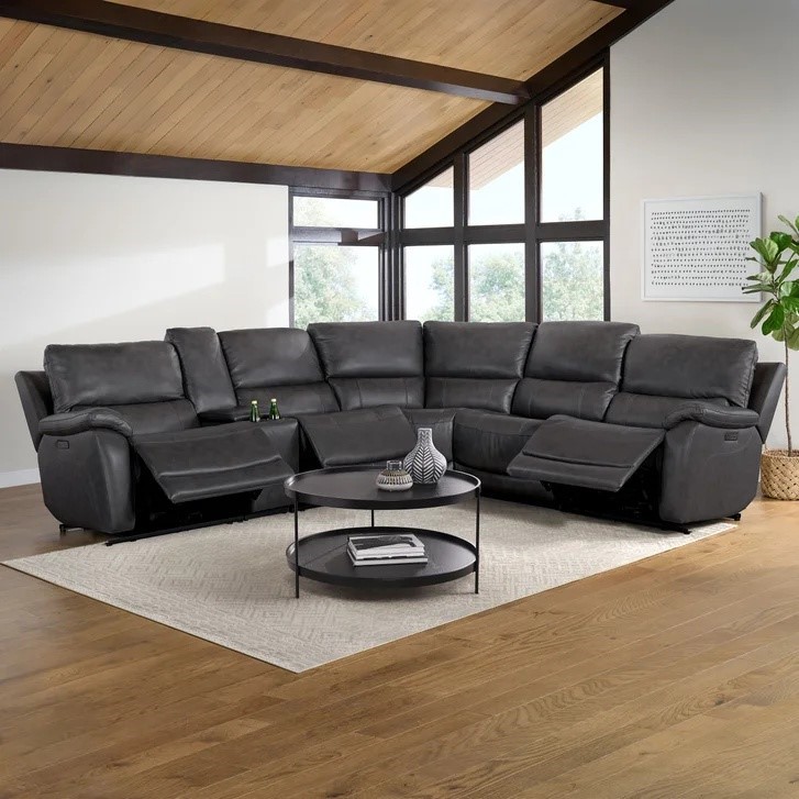 GILMAN CREEK FURNTURE Wylder Leather Power Reclining Sectional with Power H