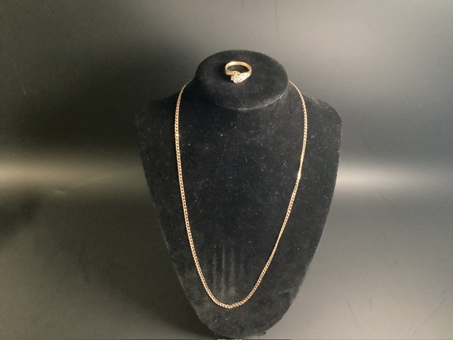 1 X Stamped 9ct Yellow Gold, Chain Necklet & 1 x Yellow Gold Ring