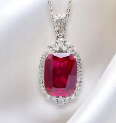 20.0ct Ruby Simulated Diamodns Stones Pendant and chain in 925 silver
