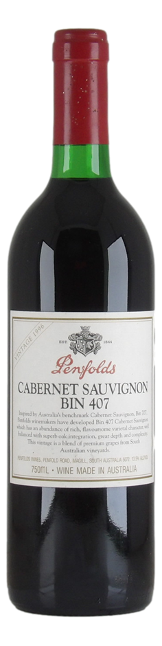 Penfolds `Bin 407` Cabernet Sauvignon 1996 (1 x 750mL) SA.