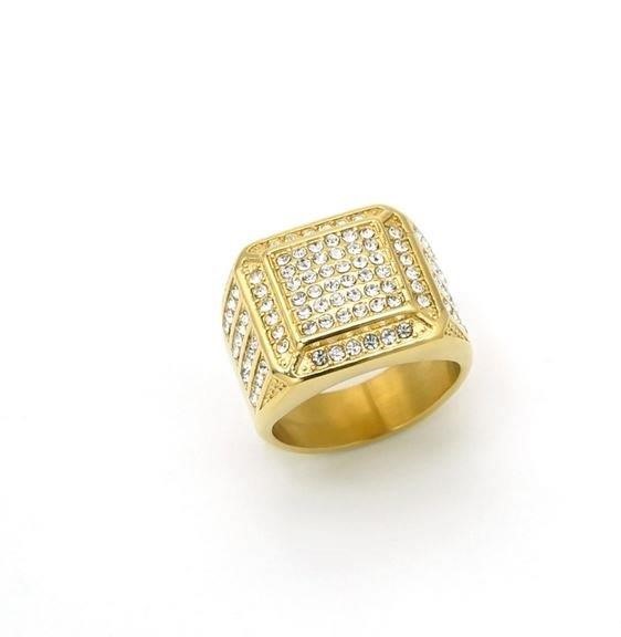 Italy 925 Silver Hip Hop Men's Ring (Stamps)-12 US