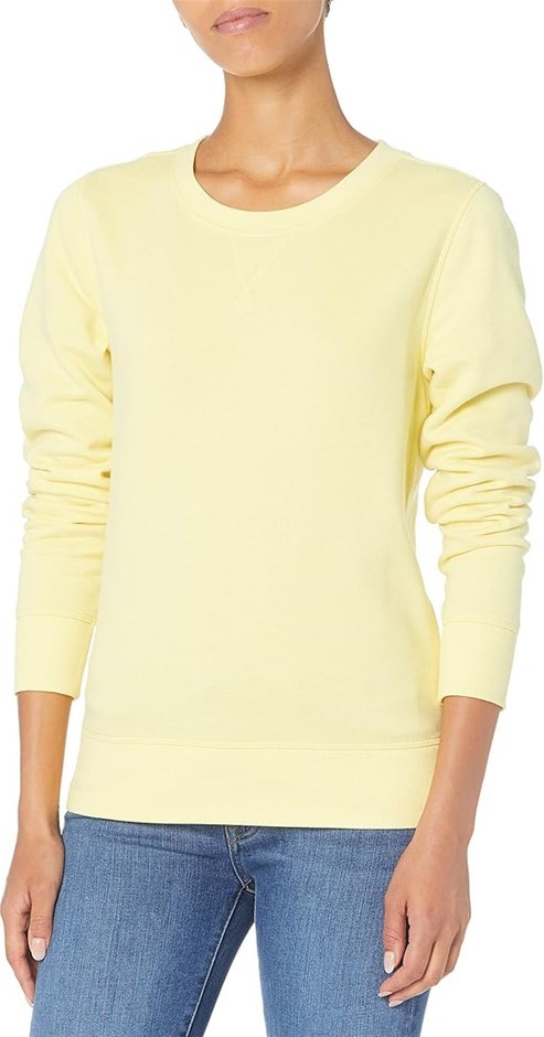 AMAZON ESSENTIALS Women's Fleece Sweatshirt, Size M, Light Yellow.