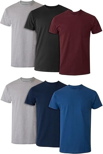 HANES Assorted 6-Pack T-Shirts. Size: XL. Colours: Grey/Black/Blue/Maroon (