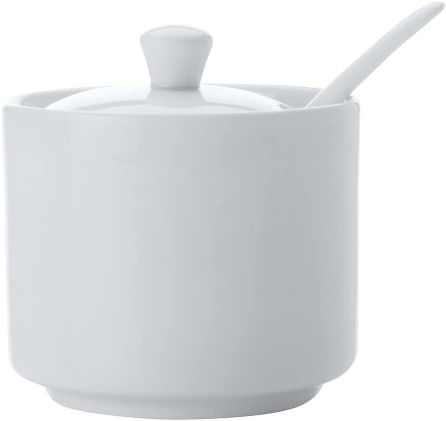 Maxwell & Williams White Basics Straight Sugar Bowl with Spoon Gift Boxed,