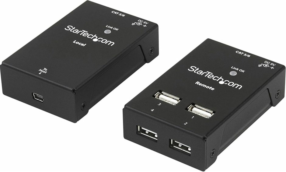 StarTech.com 4-Port USB 2.0-Over-Cat5/6 Extender up to 130-Feet with Compac