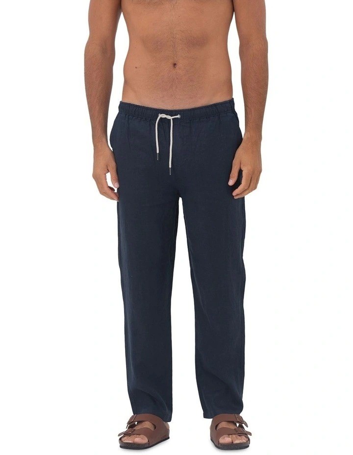 COAST Men's French Linen Pant, Size XL, 100% Linen, Navy, 21CCC500.