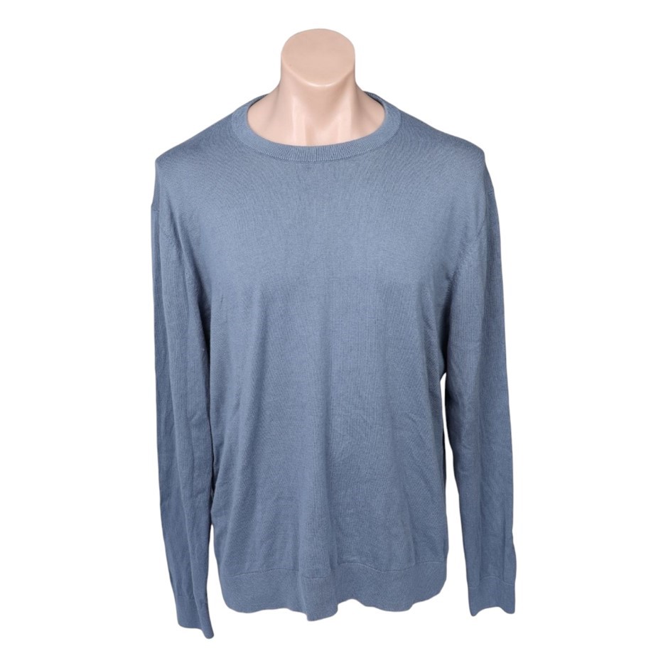 TRUE NORTH Men's Sweater, Size XL, Cotton, Blue. NB: may have been worn, ma
