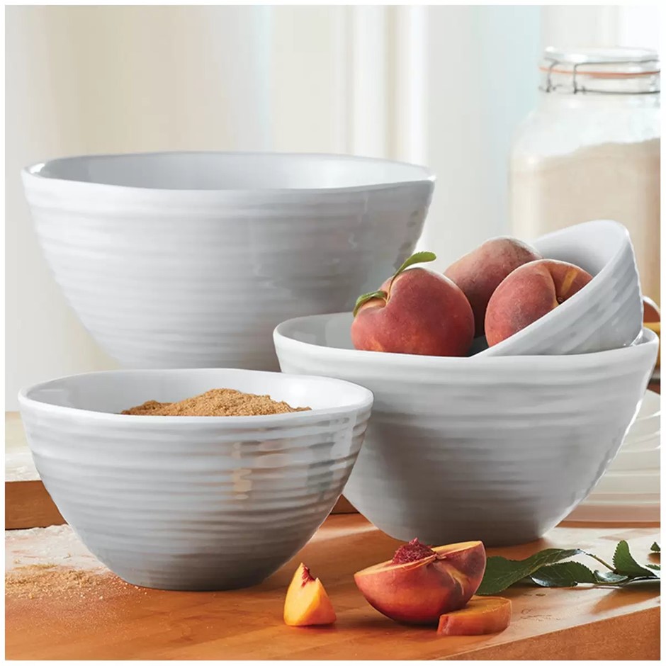 PANDEX Ombre 4 Piece Mixing Bowls w/ Lids, Grey.