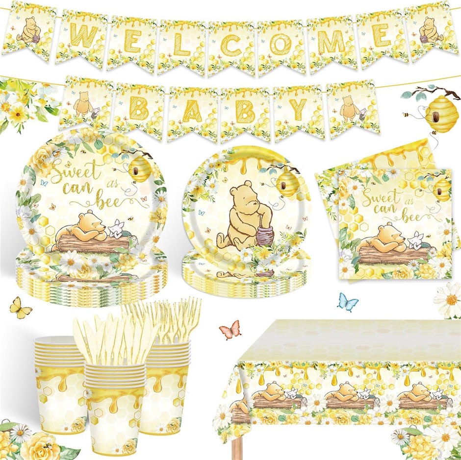122PCS Classic Bear Party Supplies Spring Baby Shower Party Decorations for