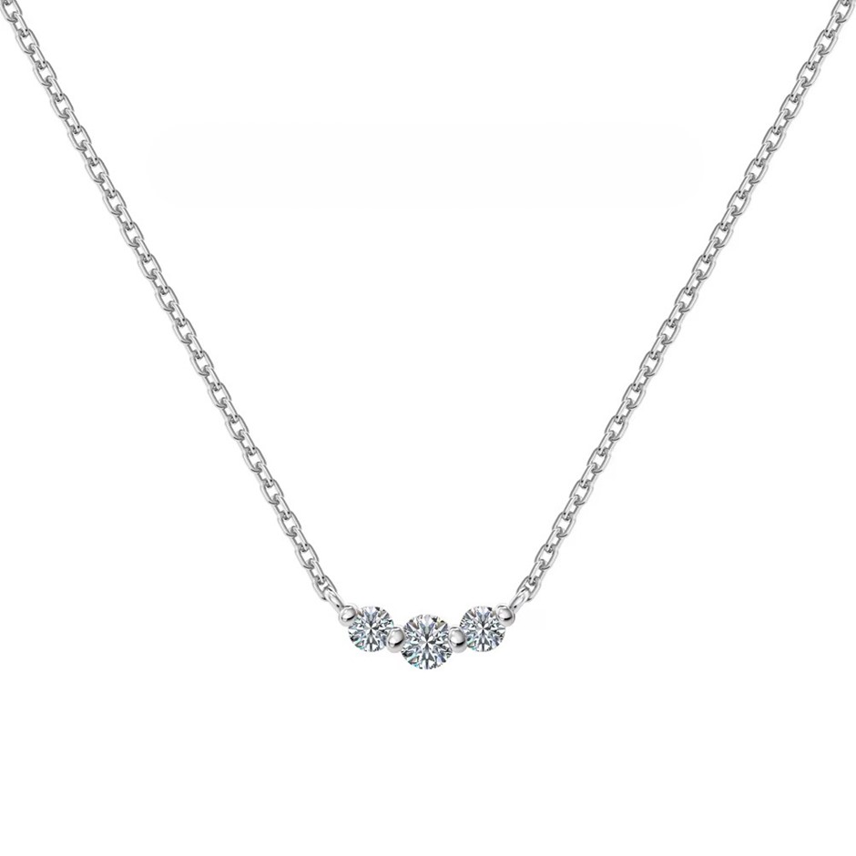 0.22ct Round Cut GRA Certified Moissanite 925 Silver Pendant Necklace