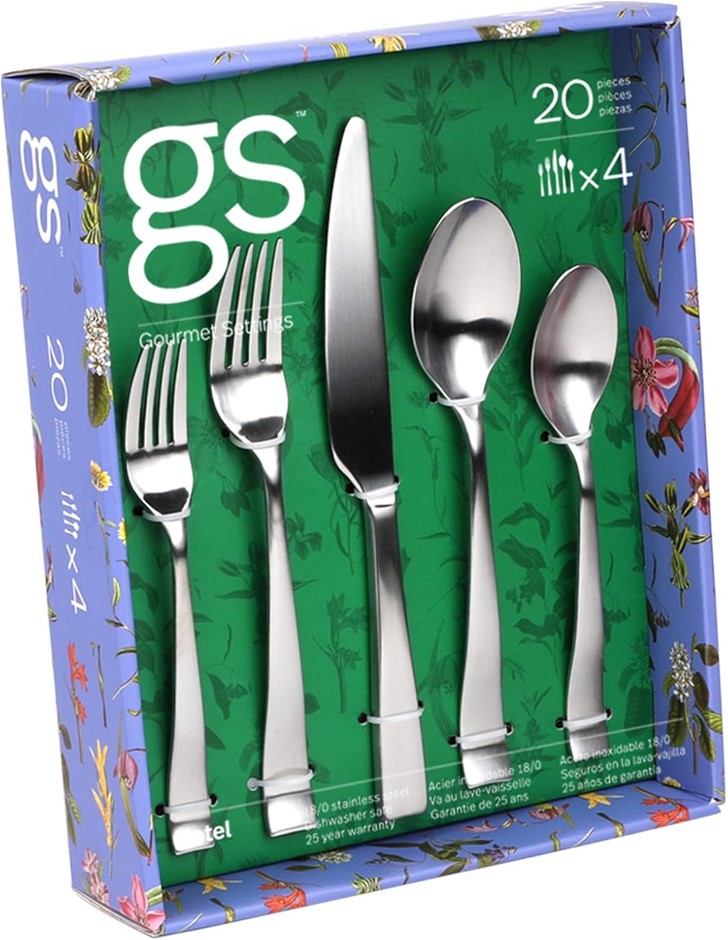 GOURMET SETTINGS 20-Piece Silverware Hotel Collection Flatware Set for 12,