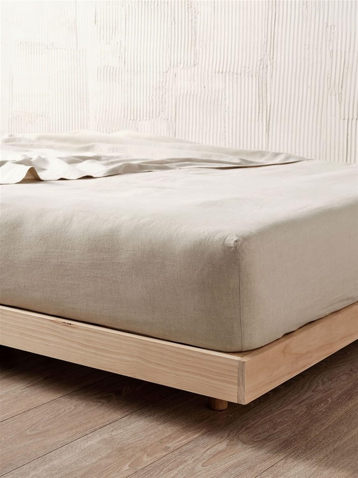 LINEN HOUSE Nimes Natural Linen King Fitted Sheet.