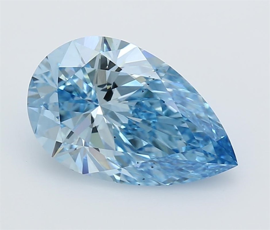 1.67 Carat Pear Shape Diamond Fancy Vivid Blue /VS1