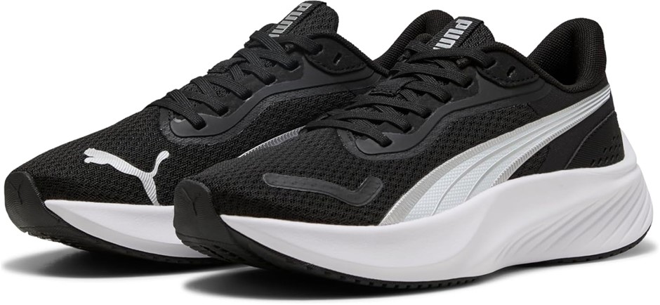 PUMA Kid's Pounce Lite Junior Sneaker, US4/UK3/EU35.5, Black/White/Silver,