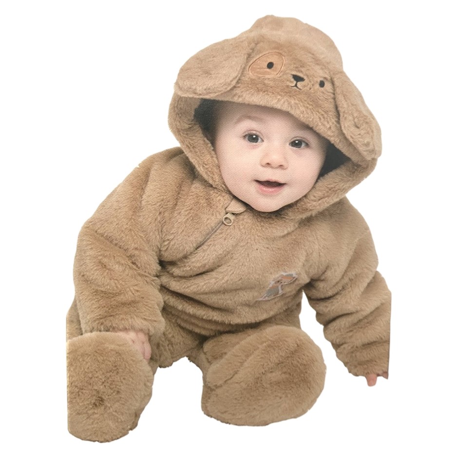 PEKKLE Baby's 1pc Onesie, Size 9M (0), Sand/Dog. Buyers Note - Discount Fr