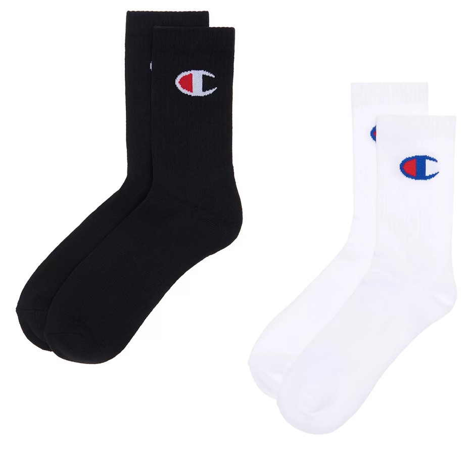 9 Pairs x CHAMPION Men's Crew Socks, Size 6-10, White & Black, 54185. Buye