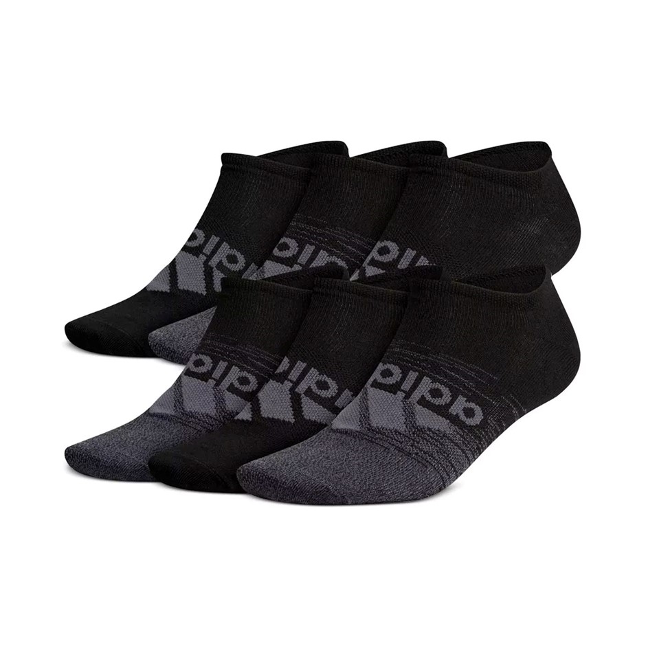 10 Pairs x ADIDAS Men's SuperLite No Show Socks, Shoe Size 6-12, Black/Grey