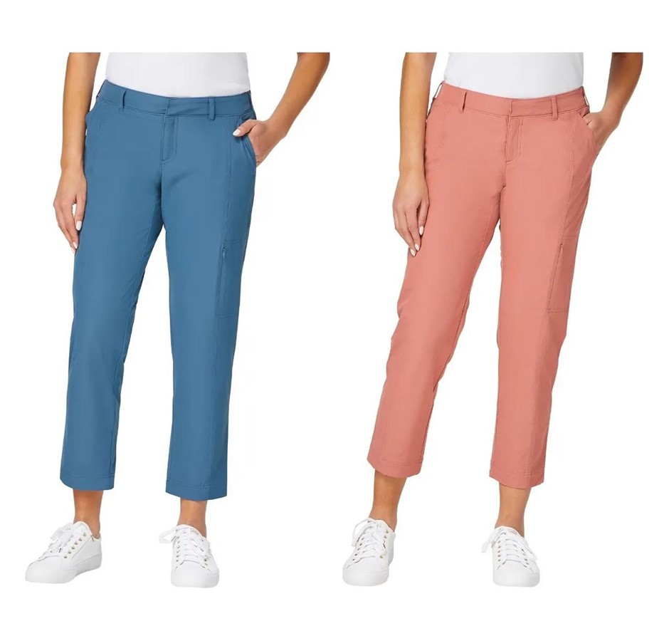 2 x SIGNATURE Women's Travel Pants, Size 8, 91% Nylon, Blue & Pink, 7789780