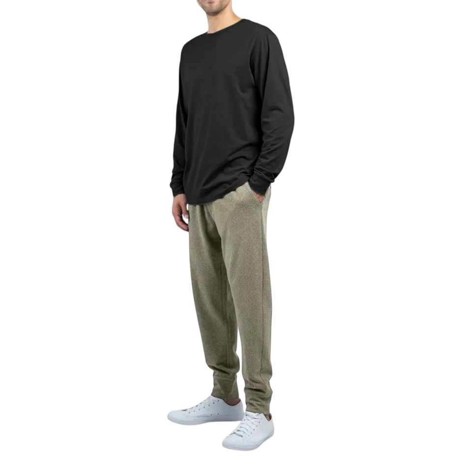 JACHS Men's 2-Piece Crewneck + Lounge Pant Set, Size L, Black/Olive. Buyer