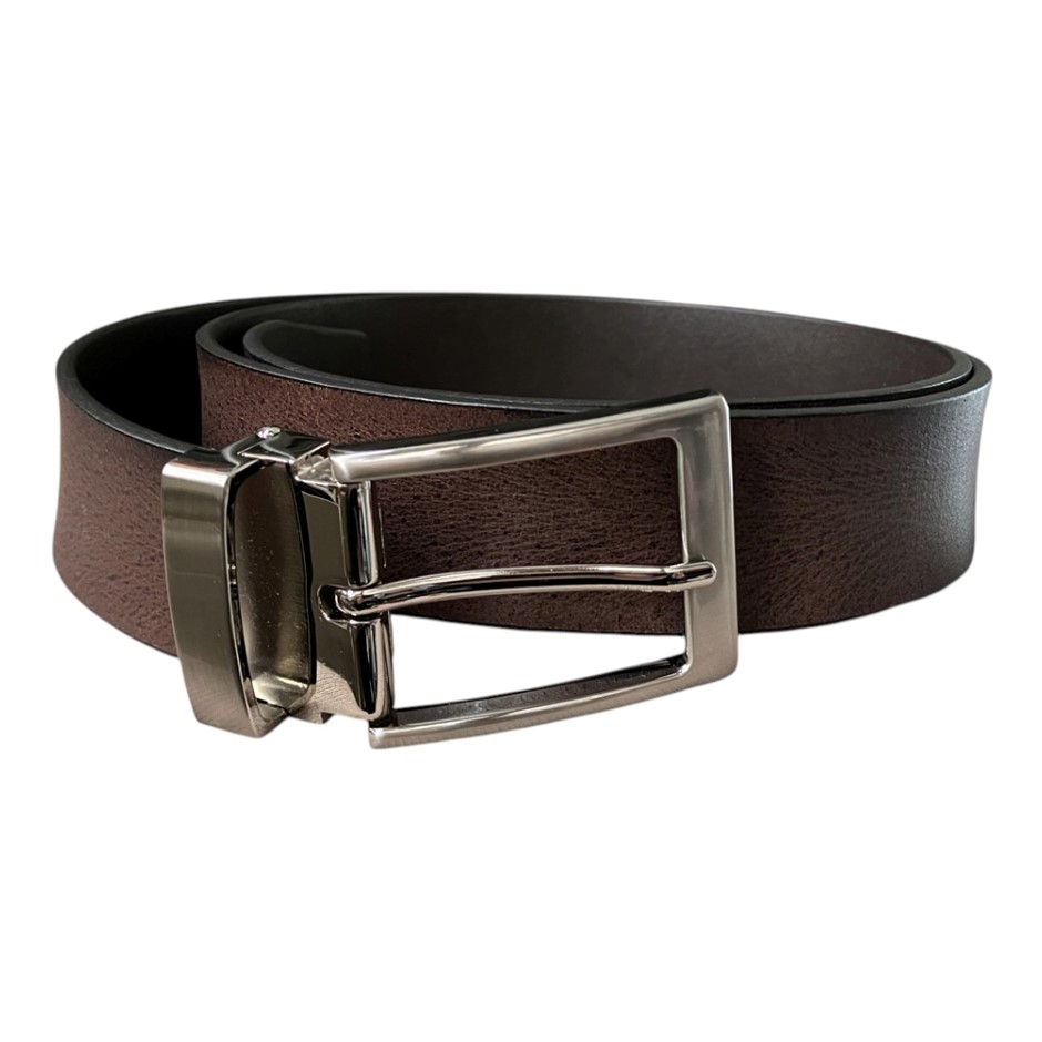 BUCKLE Men's Solid Hide Leather Belt, Size 87cm (34"), Genuine Leather, Dar