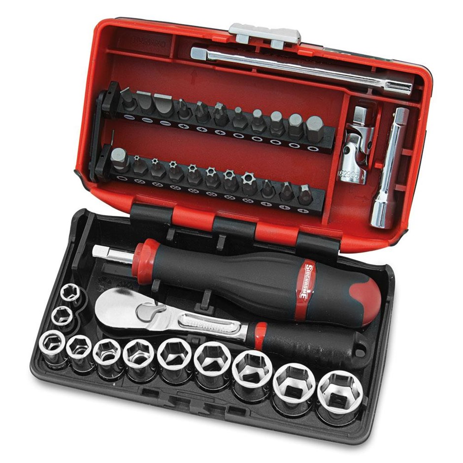 SIDCHROME 38pce 1/4" Drive Nano Tool Socket Set. NB: Missing Reversible Rat