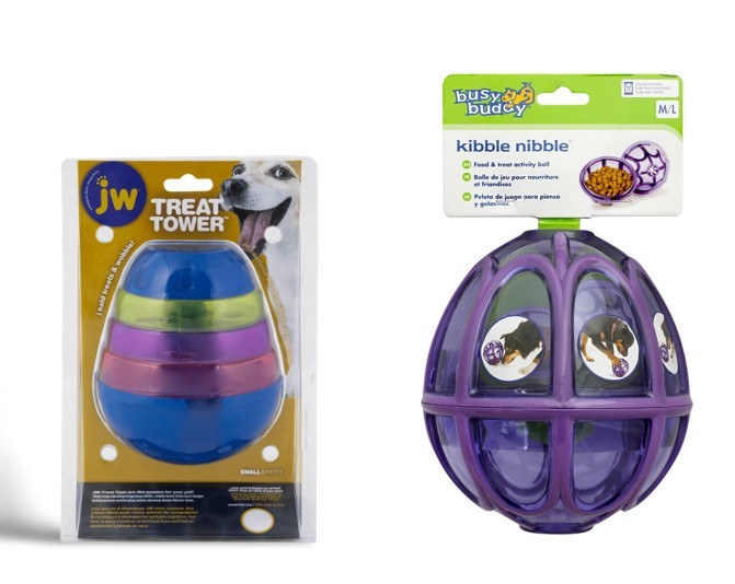 2 Pack of Dog Toys; 1 x JW Pet Treat Tower Small Dog Toy, 1 x Busy Buddy K