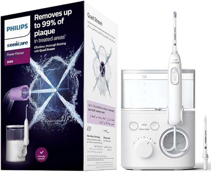 2 x PHILLIPS Sonicare Power Flosser 3000, Electric Oral Irrigator, Quad Str