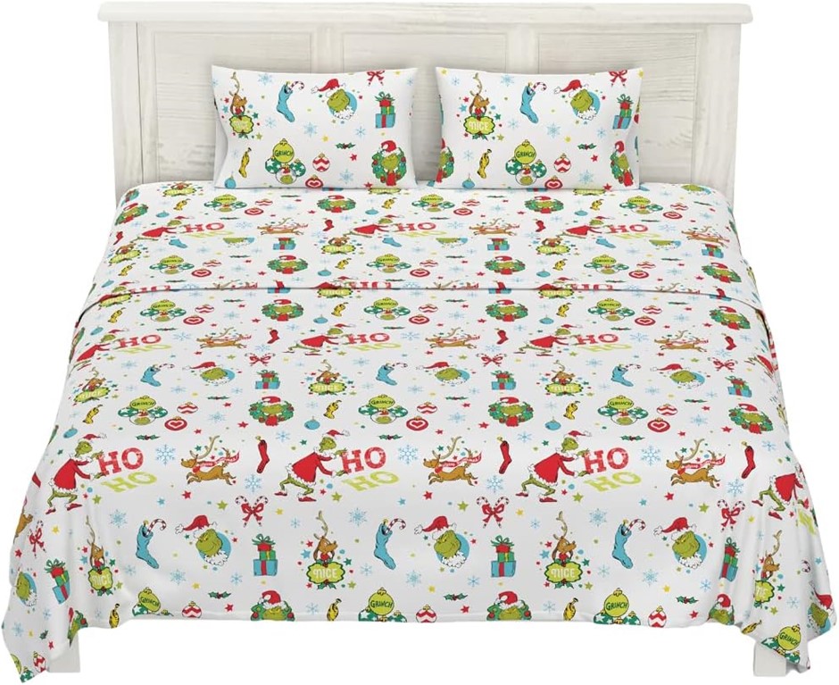 FRANCO Grinch by Dr. Seuss Holiday & Christmas Bedding Super Soft 100% Cott