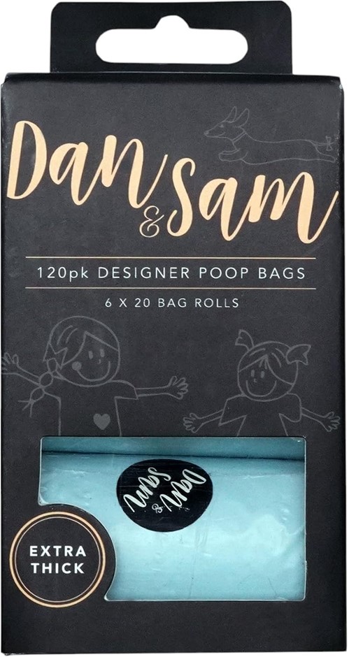 Dan & Sam Biodegradable Dog Poop Bags, Blue, 120 Count - Eco-Friendly Waste