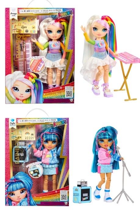 2 x RAINBOW Academy Jr Dolls: 1 X  Rainbow High Jr High Rock Band - Skyler,