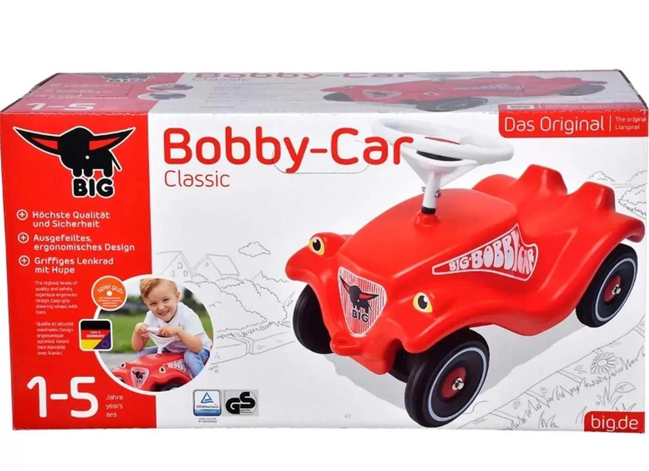 BIG Bobby Car Classic Ride On Vehicle Toy with Easy Grip Steering Wheel. NB