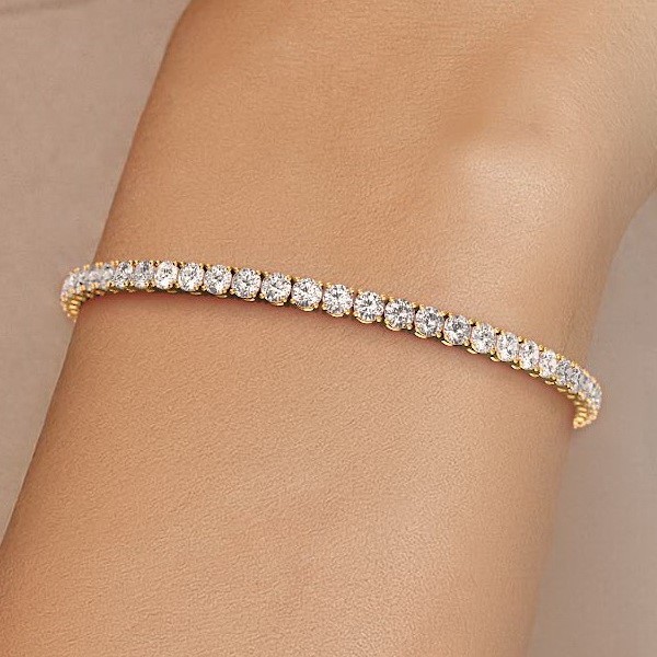 7.00 Carats yellow gold lab grown diamond tennis bracelet (Stamped 9K)