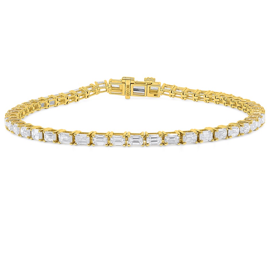 5.00 Carats yellow gold Emerald cut lab grown diamond tennis bracelet (Sta
