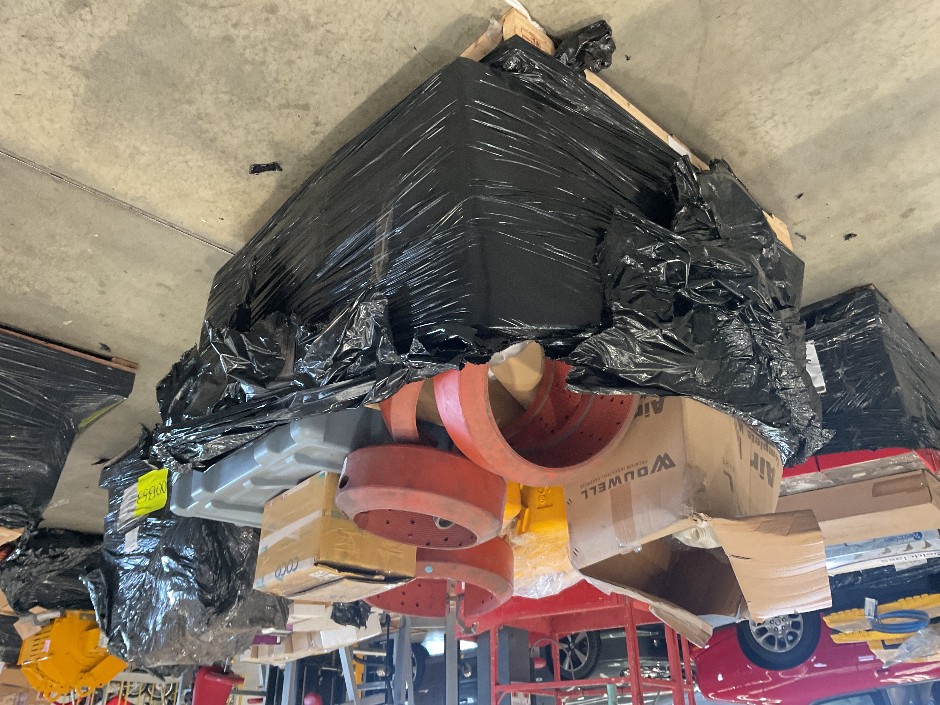 Dump Truck Wheel Chocks White Liquid Containers, Red Cylinder Clamps, Machined Nozzles And Large Grey Site Box’s