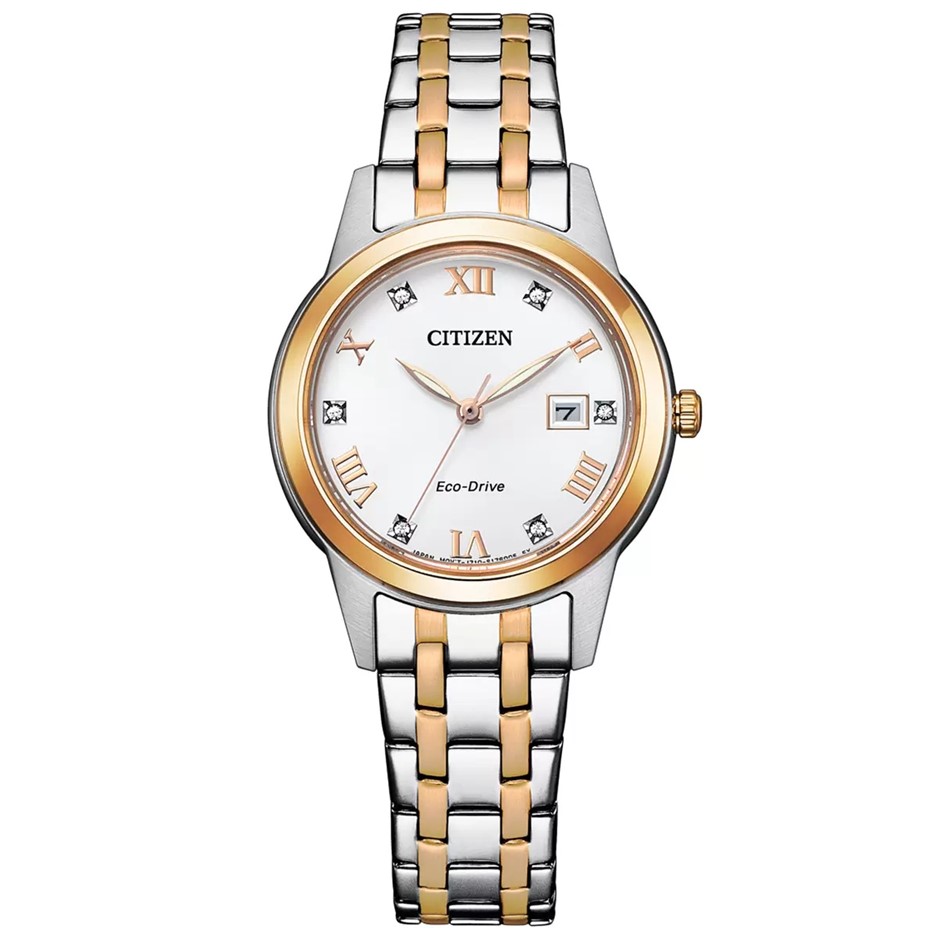 CITIZEN Women's Two Tone Eco-Drive Dress Watch FE1246-85A NB: obvious scrat