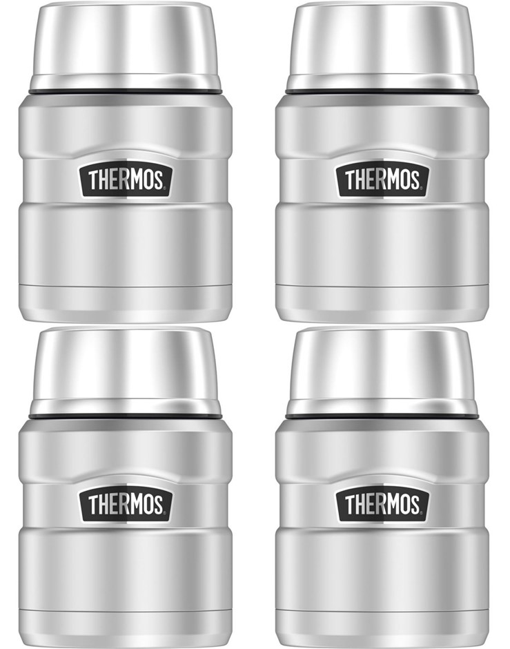 4 x THERMOS King Vacuum Insulated Food Jar, 470ml, Stainless Steel NB: obvi