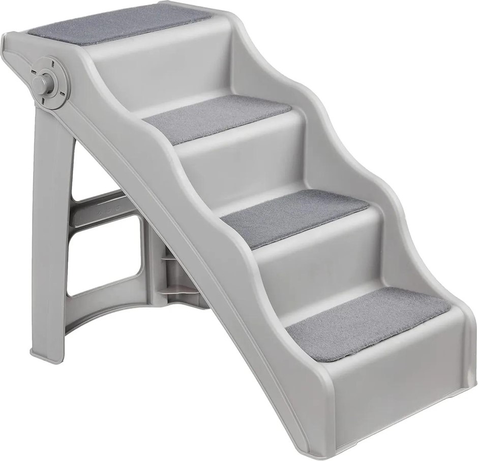 AMAZON BASICS Foldable Steps for Dogs and Cats, Grey. NB: damaged box