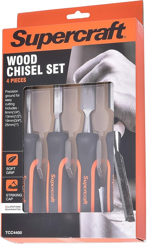 SUPERCRAFT Wood Chisel, 4 Piece Set.