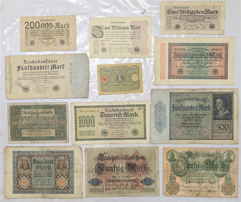 Collection Of Old Germany German Banknotes