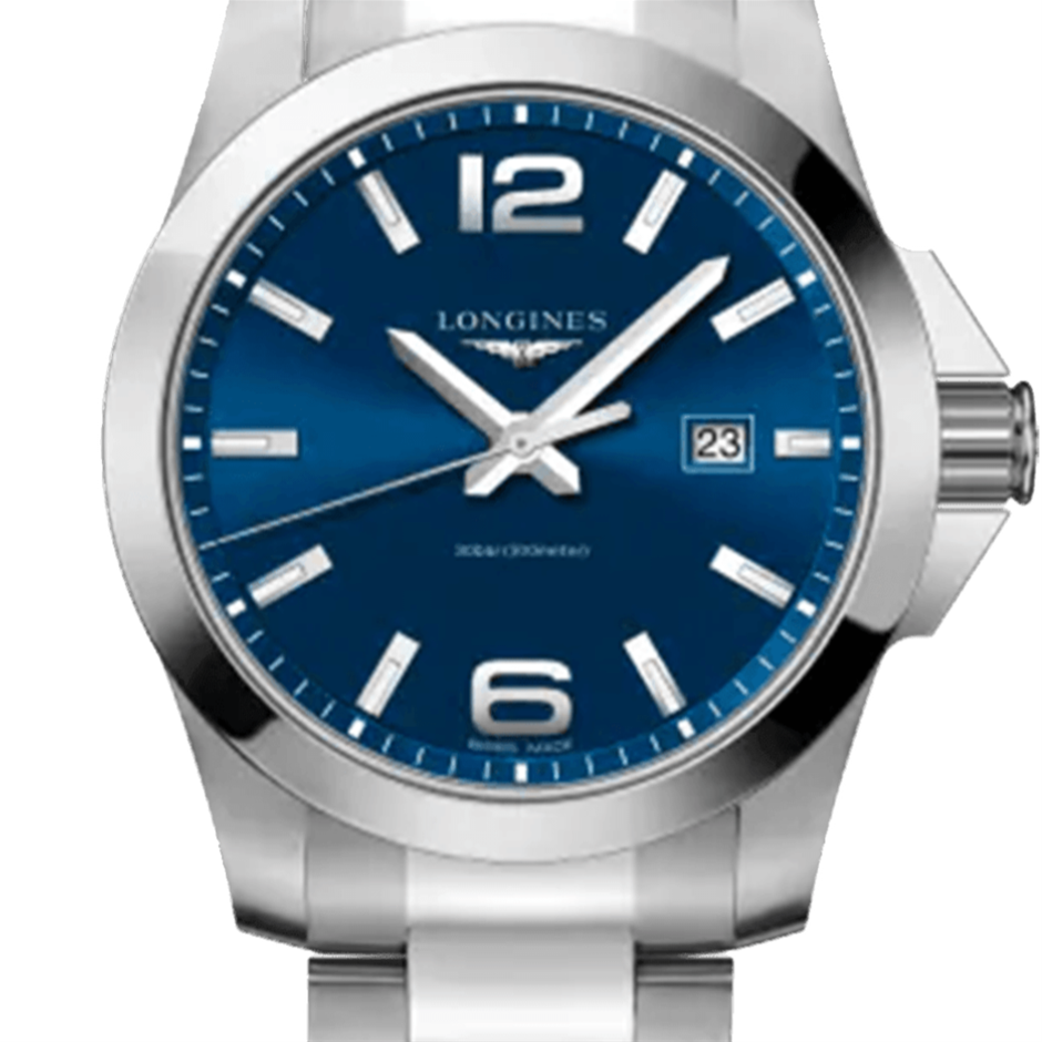 LONGINES CONQUEST QUARTZ 43MM STAINLESS STEEL L3.760.4.96.6 BLUE WXO COA